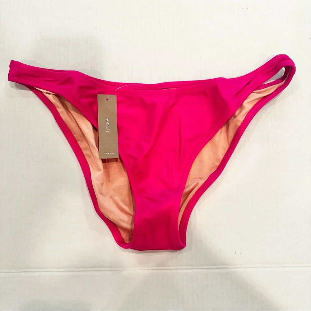 J. Crew Heritage 1989 High-Leg Bikini Bottom‎ Women's Large Radiant Fuchsia NWT